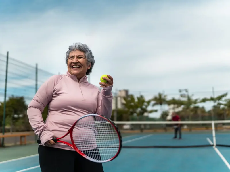 Woman on a tennis court