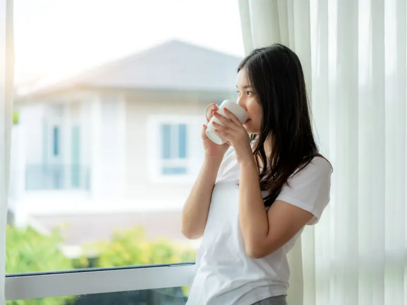 Woman drinking tea